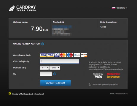 TB CardPay plugin - rozhranie banky