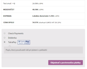 TB TatraPay plugin - zobrazenie v e-shope