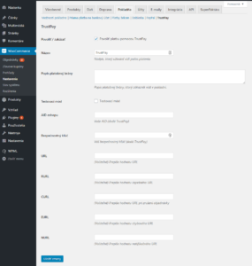 TrustPay plugin - nastavenie