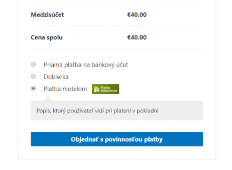PlatbaMobilom.sk - výber platby v e-shope
