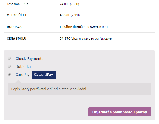 Výber platobnej brány v pokladni WooCommerce