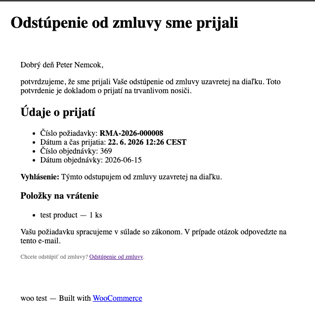 Potvrdenie e-mailom na trvanlivom nosiči