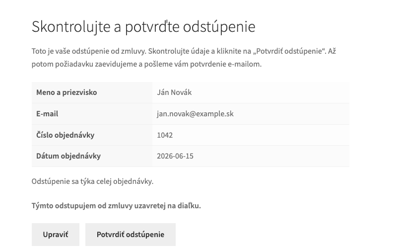 Dvojkrokové potvrdenie odstúpenia
